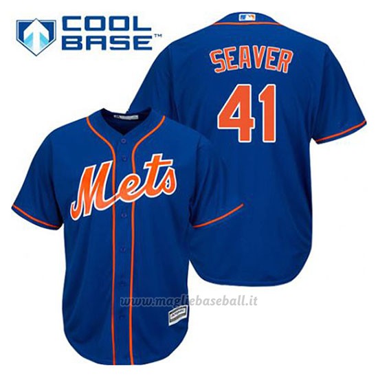 Maglia Baseball Uomo New York Mets Tom Seaver 41 Blu Alterner 1ªCool Base